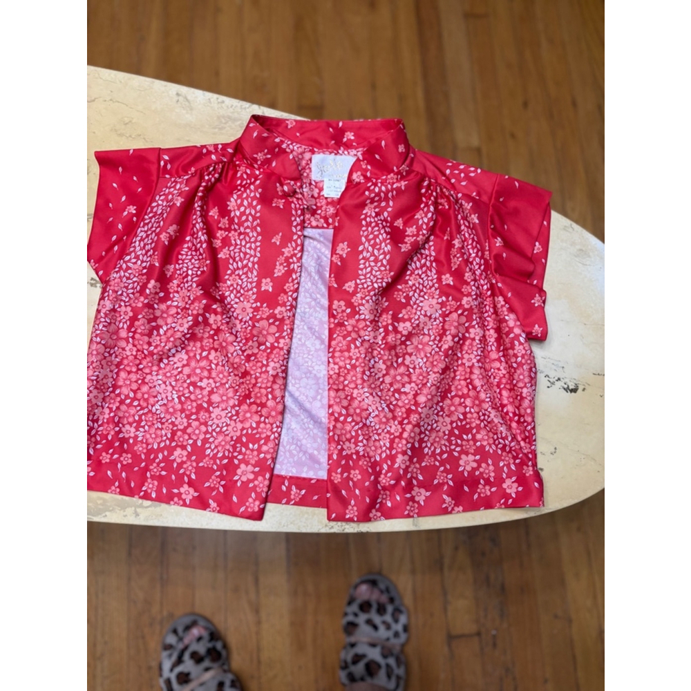 Women's Ja-Na of Hawaii Blouse Size 14 Red Floral
